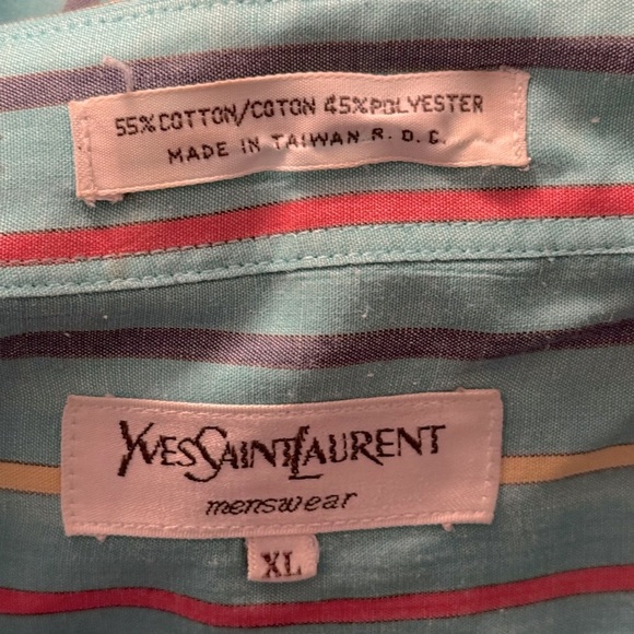 Authentic Vintage VTG YSL Yves Saint Laurent Menswear Men’s Striped Button Down - Picture 4 of 5
